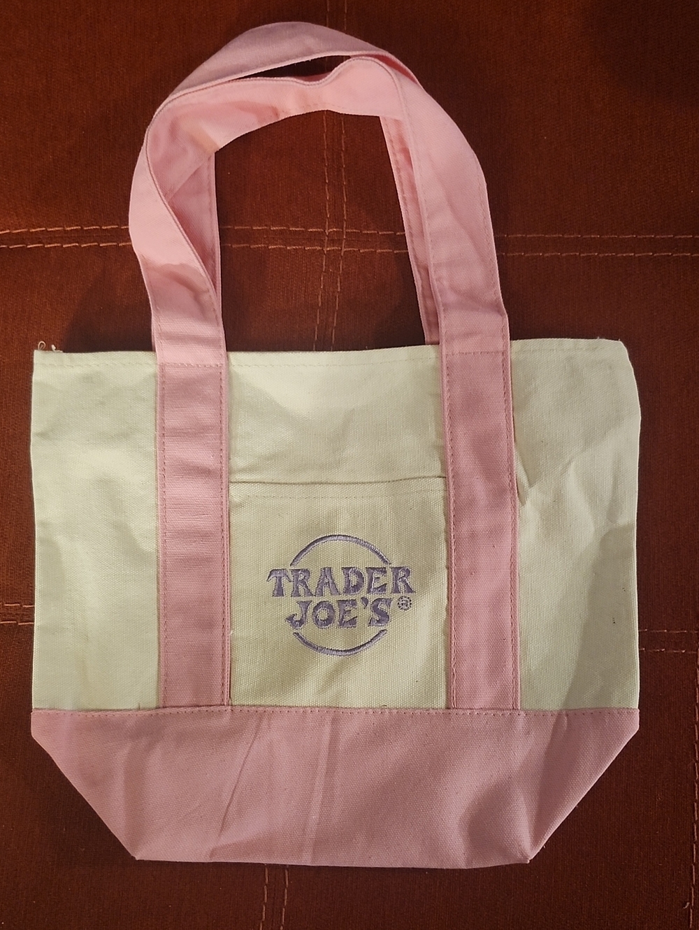 Trader Joe's Pink & Cream Canvas Tote - Classic Market Bag